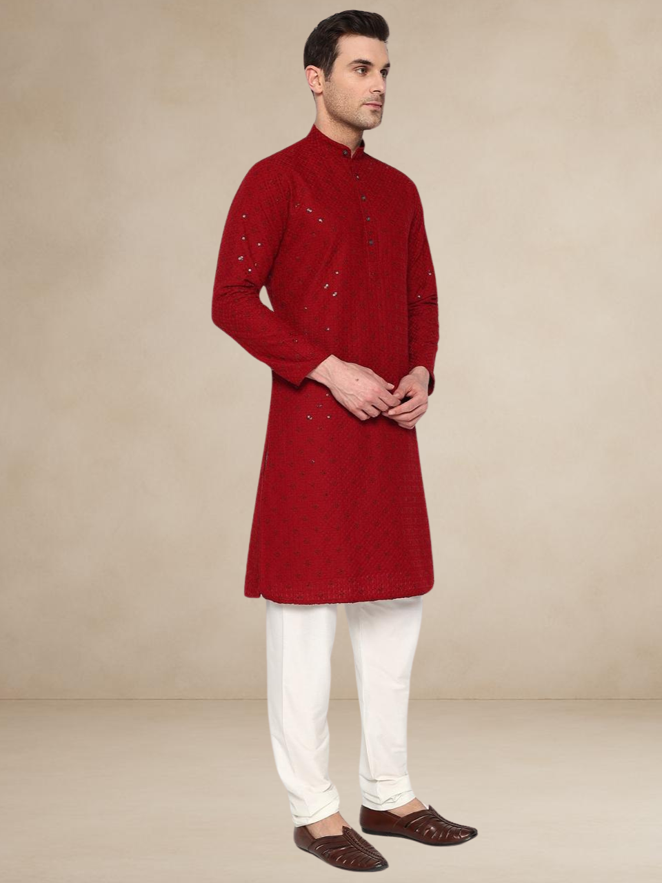 Regal Rust – Classic Red Traditional Kurta