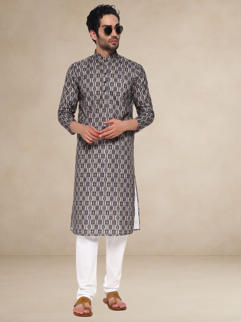 Floral Pattern Traditional Kurta Geometric