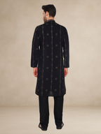 Black Embroidered Kurta Pyjama Set