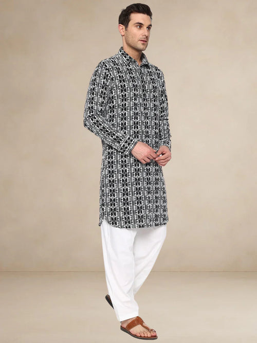 Bettino Men's Cotton Pathani Suit- Ethnic Printed