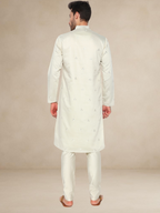 Embroidered Kurta Pyjama Set for Men Beige