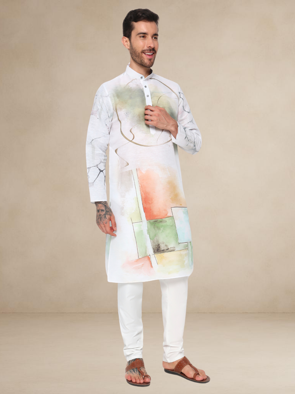 Abstract Block Print Kurta Pyjama Set for Men Abstract I Abstract I