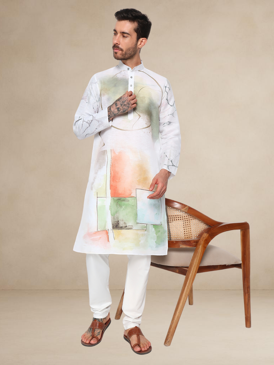 Abstract Block Print Kurta Pyjama Set for Men Abstract I Abstract I