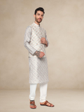 Sage Green Printed Kurta Pyjama with Nehru Jacket