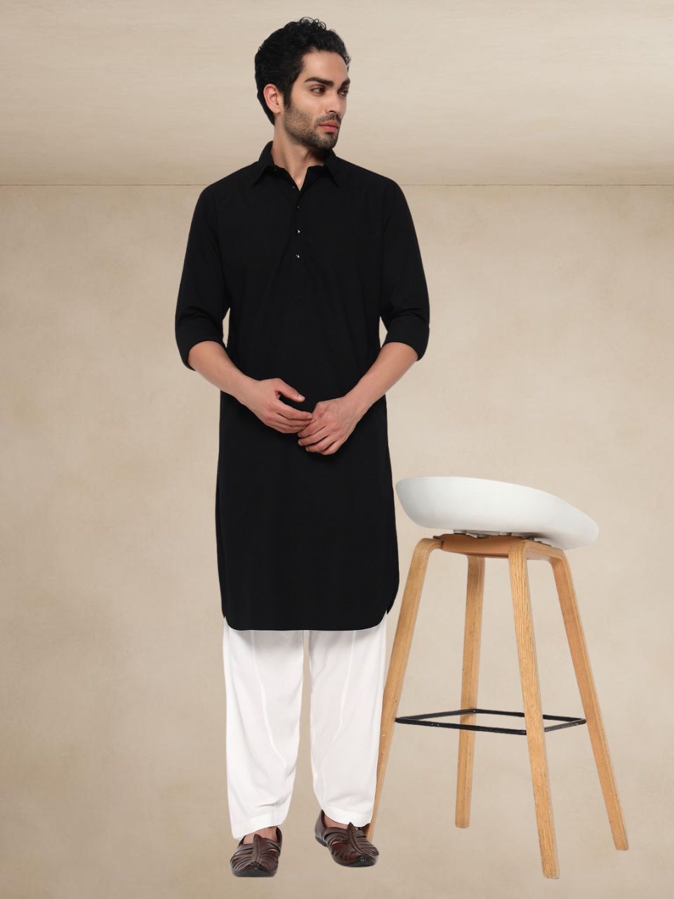 Matte black Pathani Suit