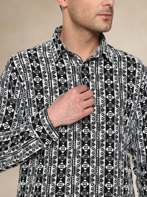 Bettino Men's Cotton Pathani Suit- Ethnic Printed