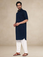 Navy Blue Textured Utility Pathani Suit