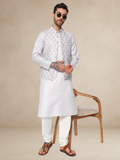 Stone Kurta Pyjama Set with Nehru Jacket