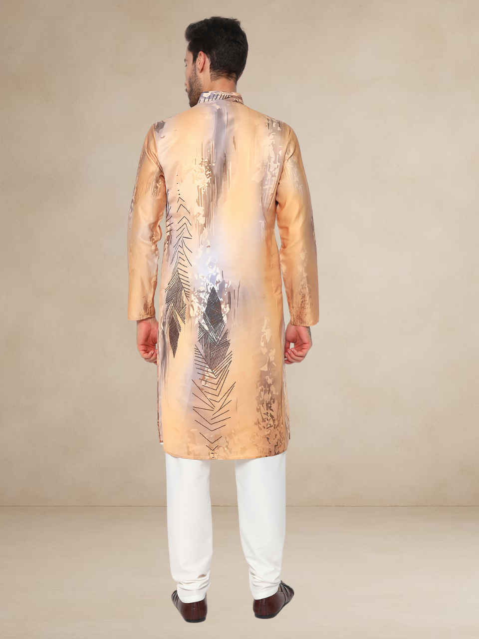 Designer Kurta Pyjama Set – Abstract Leaf Print | Bettino haldi