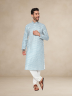 Emerald Geometric Kurta Pyjama with Nehru Jacket