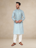 Emerald Geometric Kurta Pyjama with Nehru Jacket