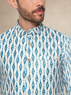Emerald Geometric Kurta Pyjama with Nehru Jacket