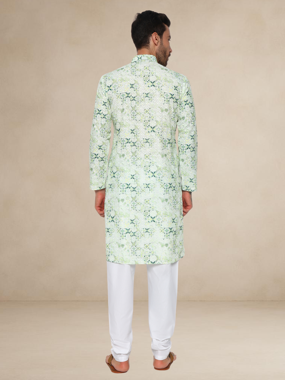 Mint Green Mehndi Kurta Pyjama Set for Men
