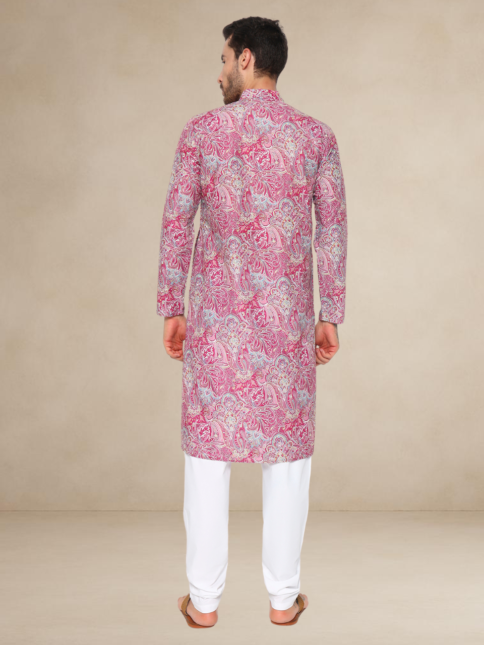 Floral Printed Kurta Pyjama Set Pink