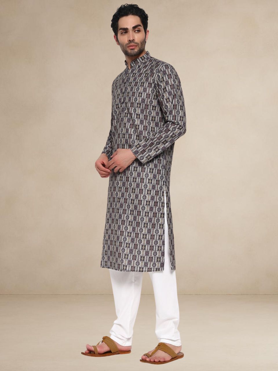 Floral Pattern Traditional Kurta Geometric