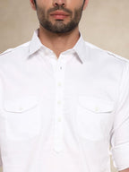 Military Style Pathani Suits White