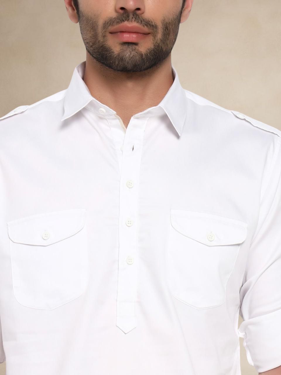 Military Style Pathani Suits White