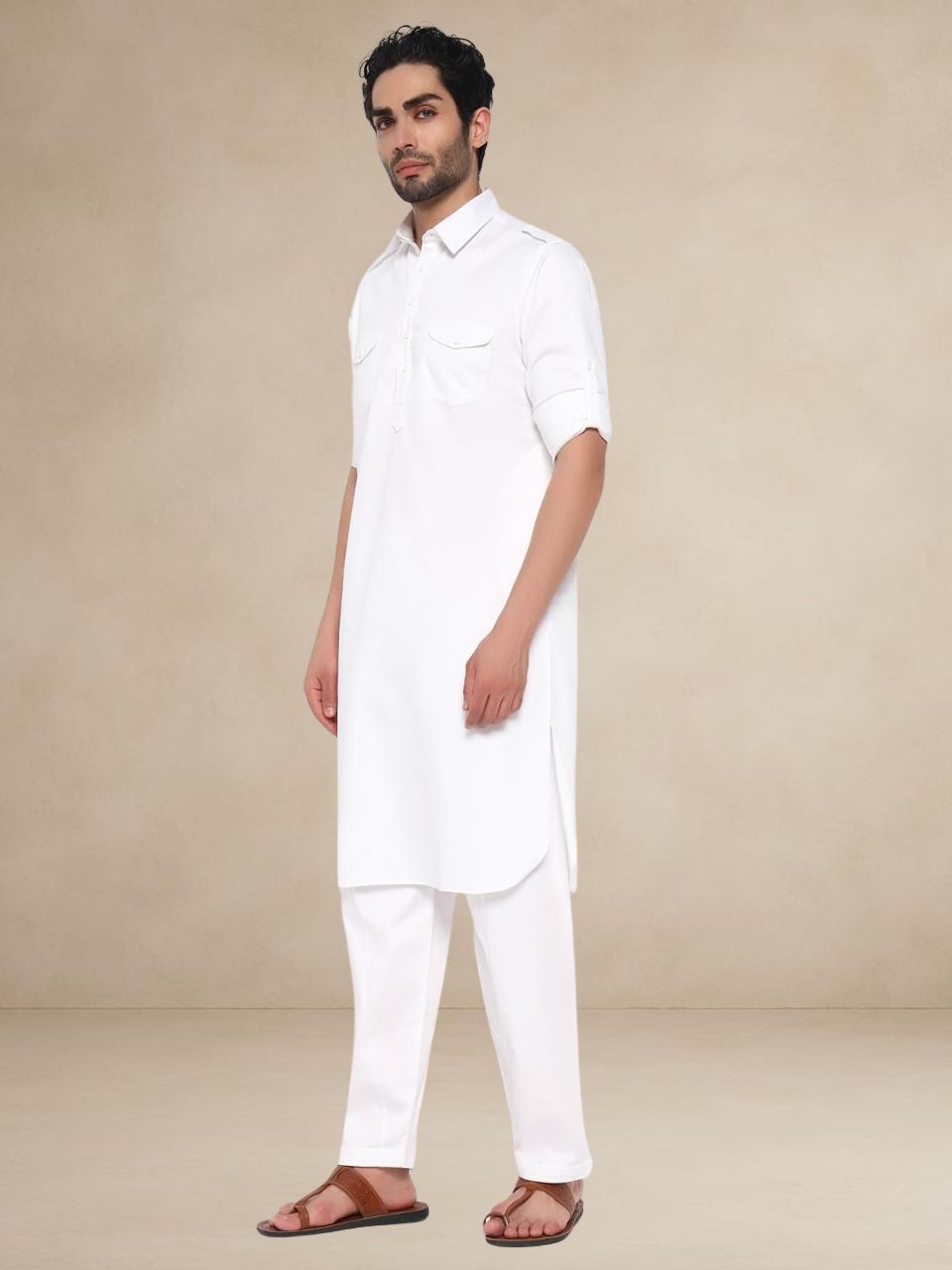 Military Style Pathani Suits White
