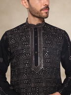 Black Embroidered Kurta Pyjama Set