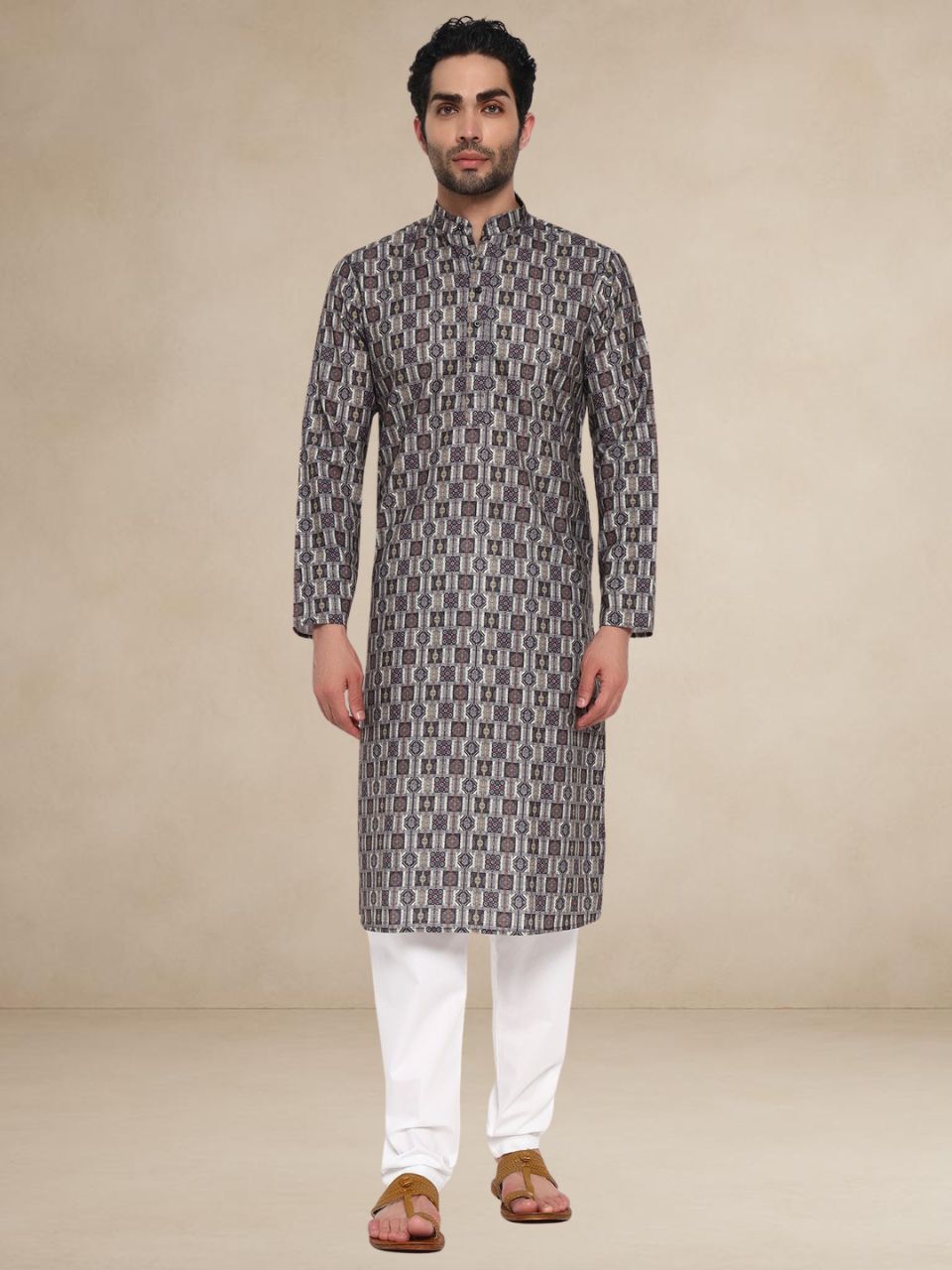 Floral Pattern Traditional Kurta Geometric