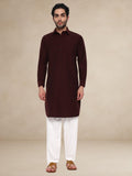 Abstract-Embroidered Pathani Suit - Maroon for men by Bettino — view 4