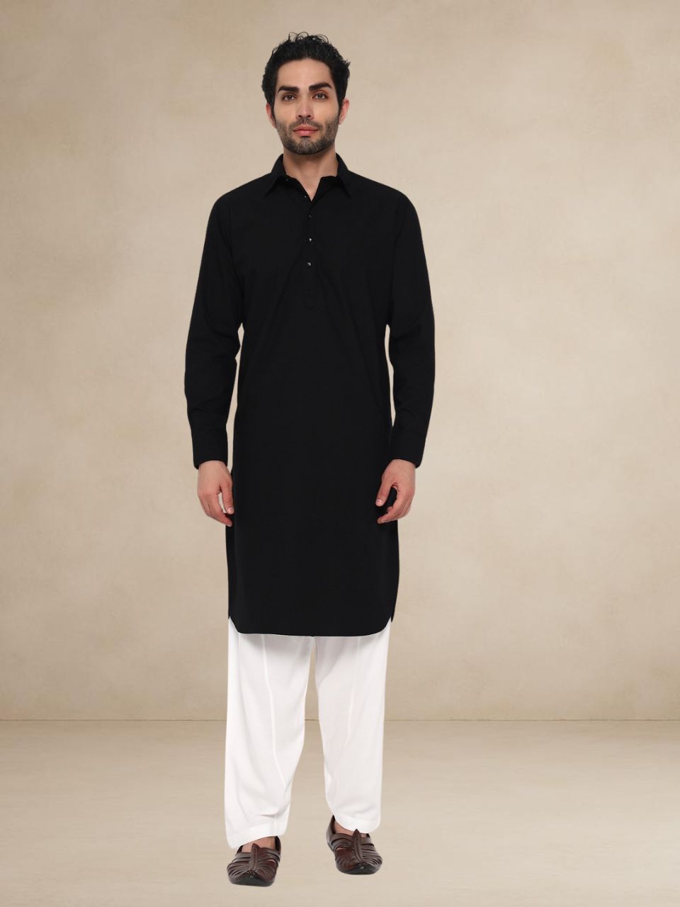 Matte black Pathani Suit