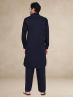 Navy Blue Military-Style Pathani Suit