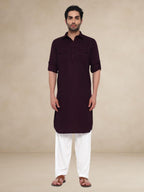 Textured Utility Pathani Suit Wine