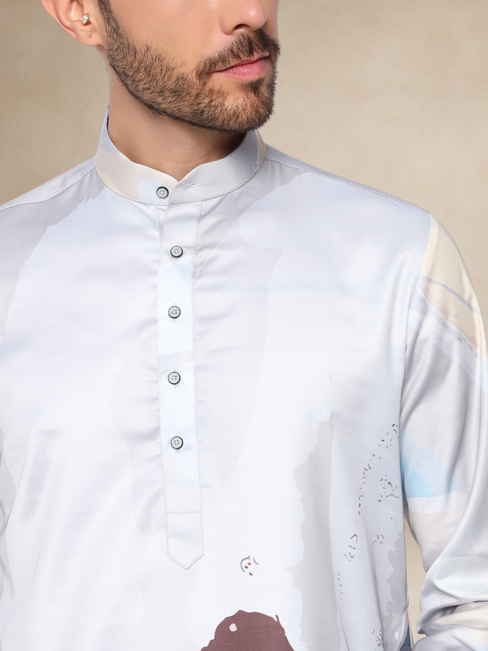 Printed Kurta Pyjama Set for Men Artistic Printed