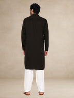 Textured Utility Pathani Suit Olive Brown