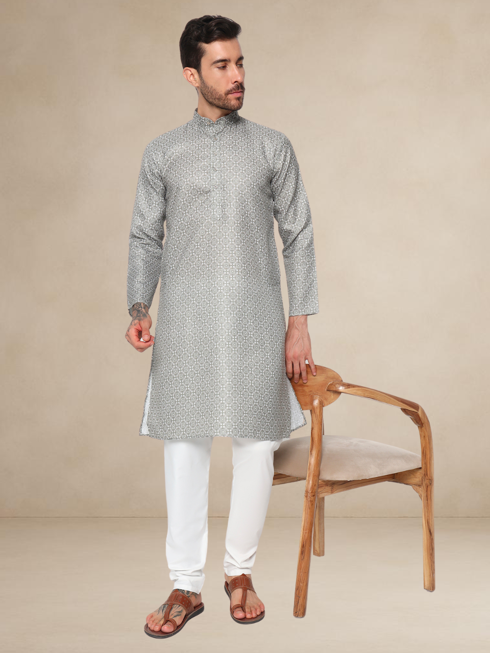 Mehndi Printed Colour Kurta Pyjama Set