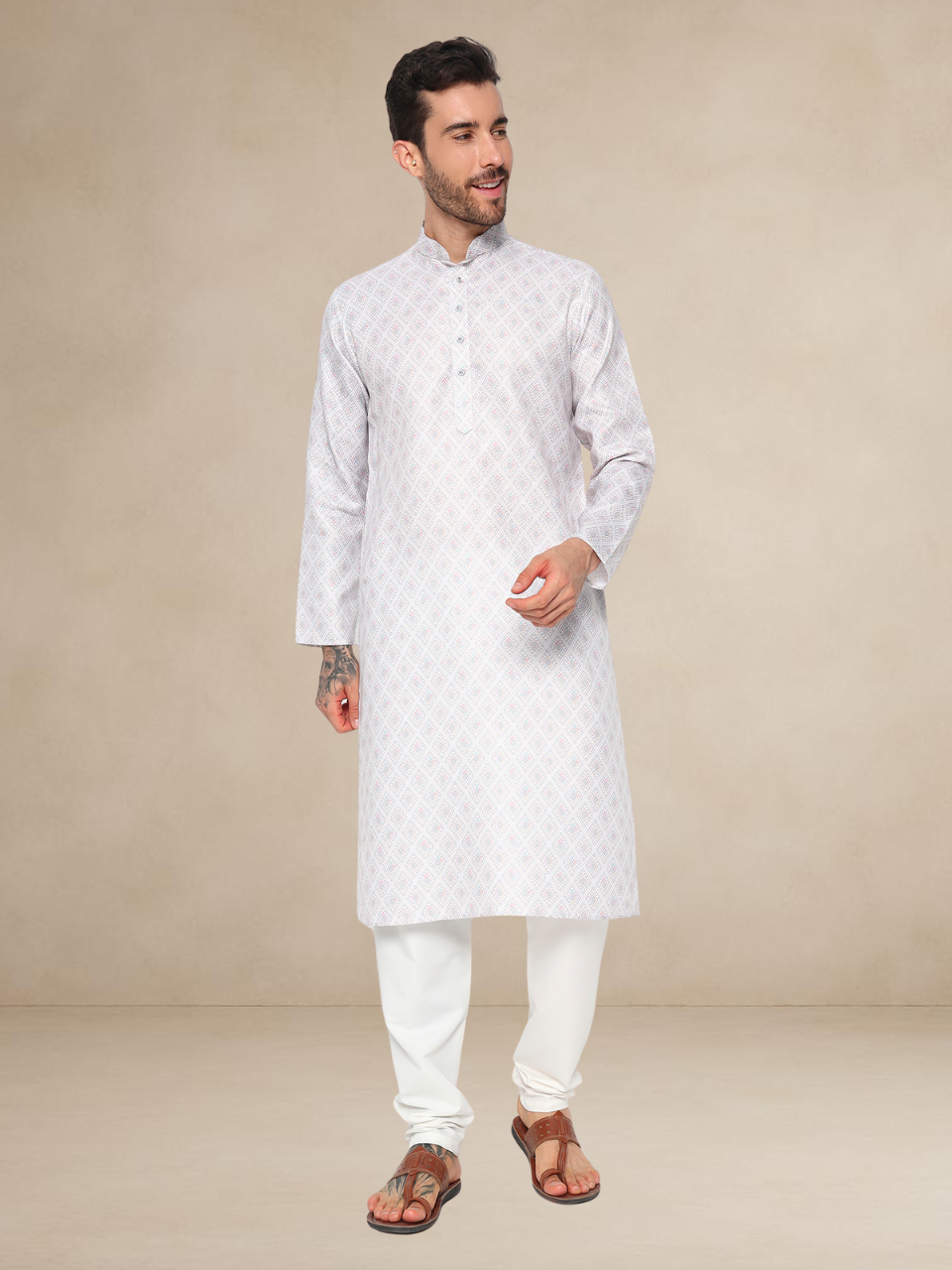 Stone Kurta Pyjama Set with Nehru Jacket