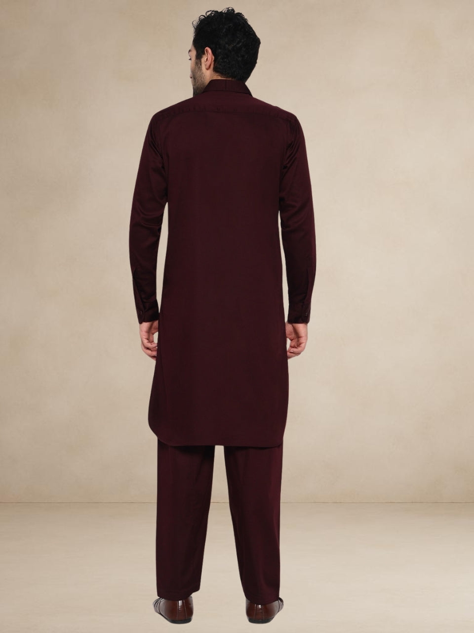 Military Style Pathani Suits Maroon