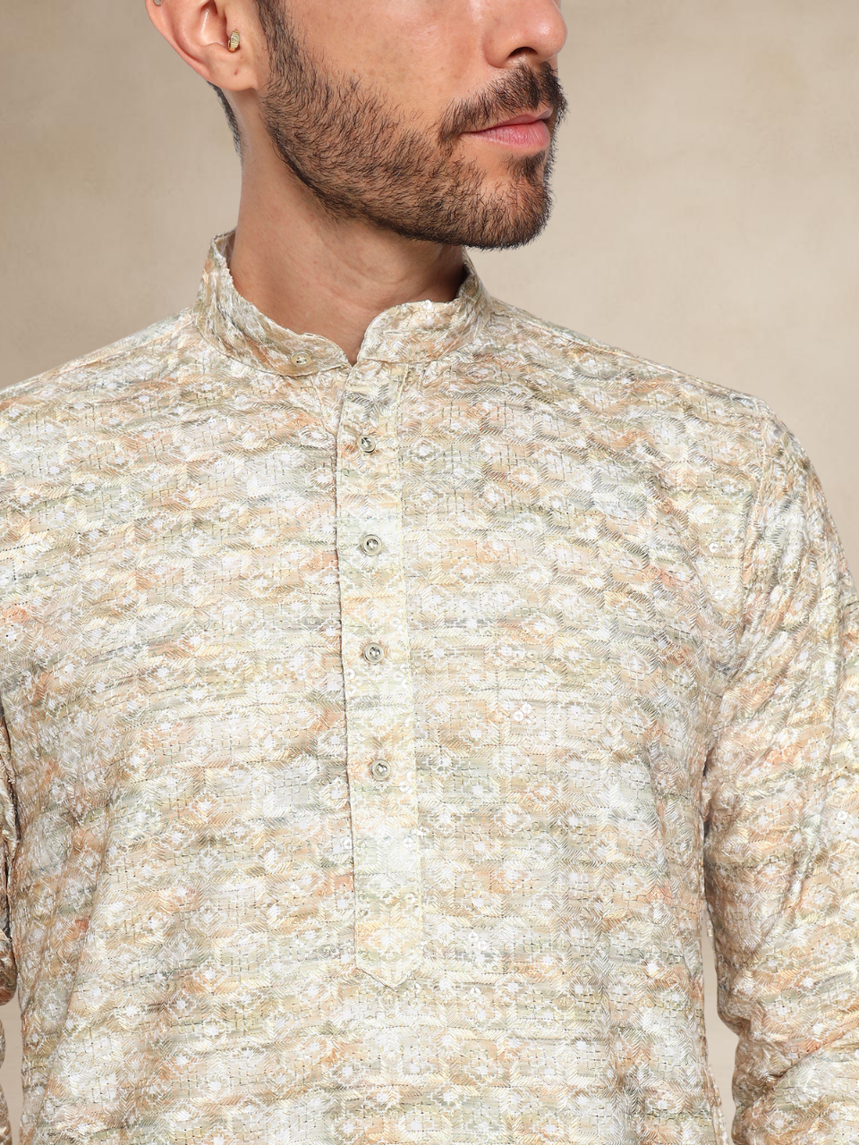 Haldi Printed Kurta Pyjama Set for Men Haldi