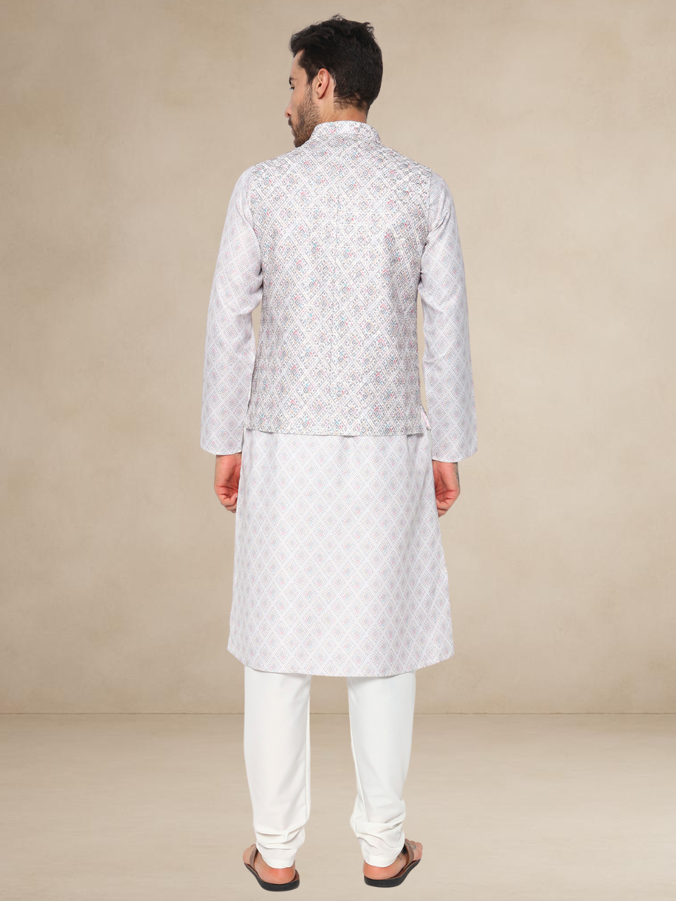 Stone Kurta Pyjama Set with Nehru Jacket