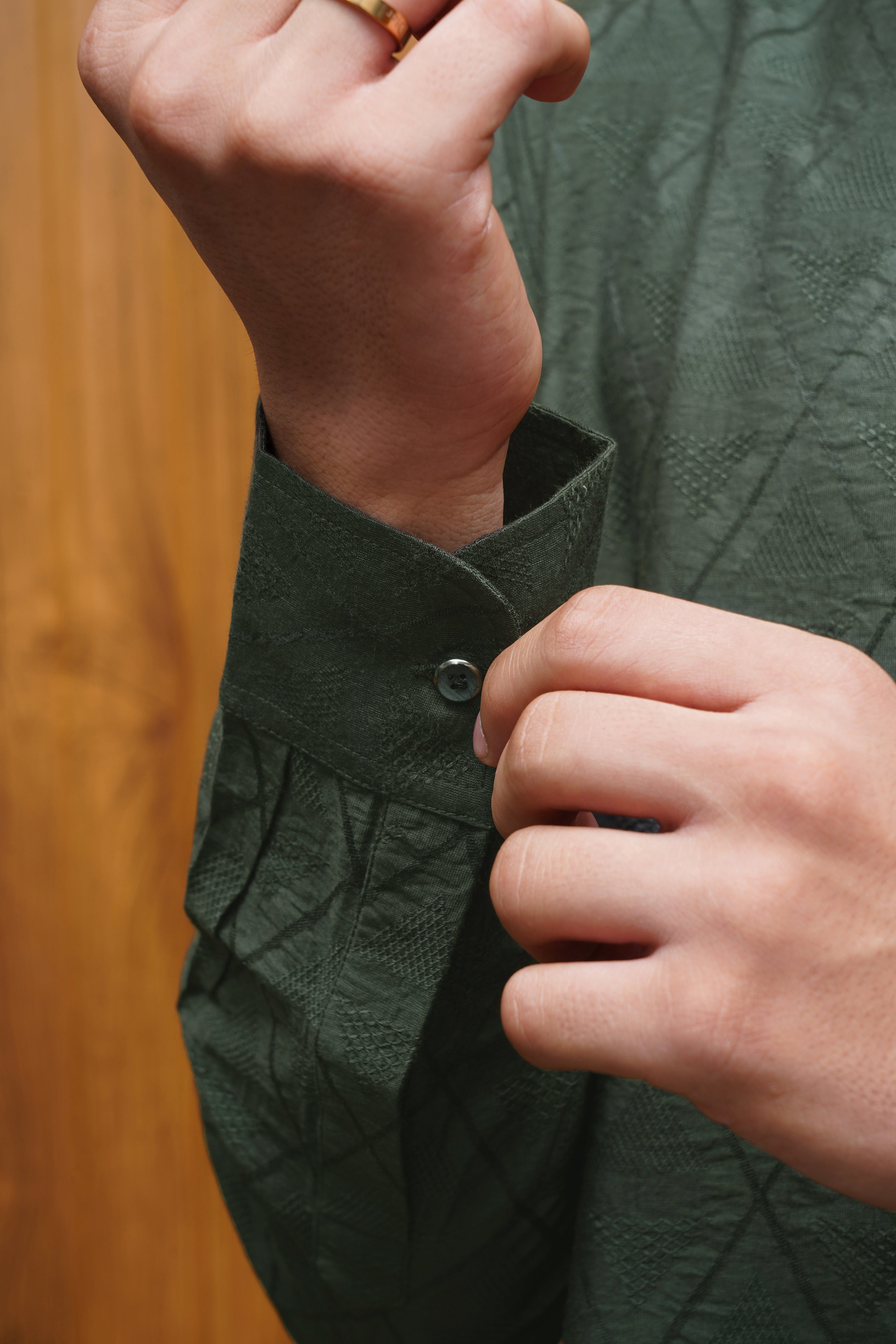 Bettino Men's Pathani Suit- Quilted Dark Green Quilted