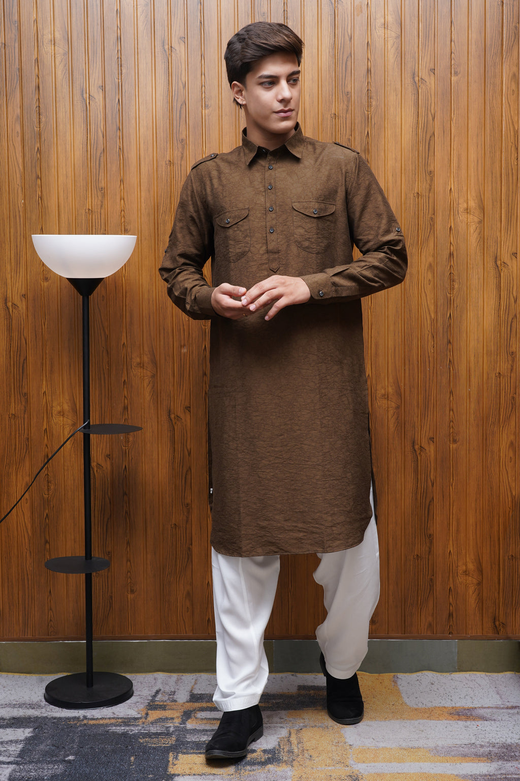 Bettino Men's Pathani Suit - Coffee Brown