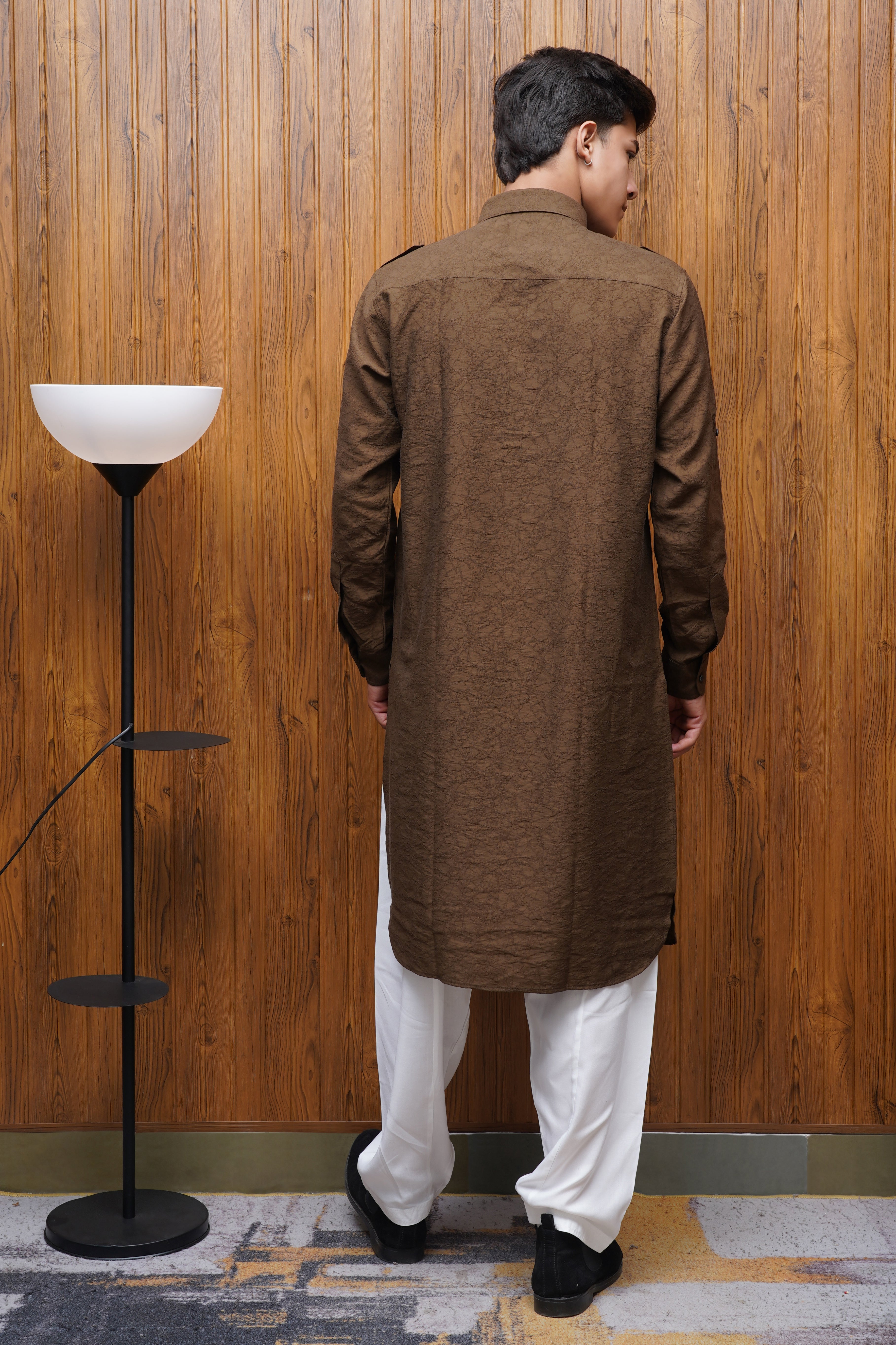 Bettino Men's Pathani Suit - Coffee Brown