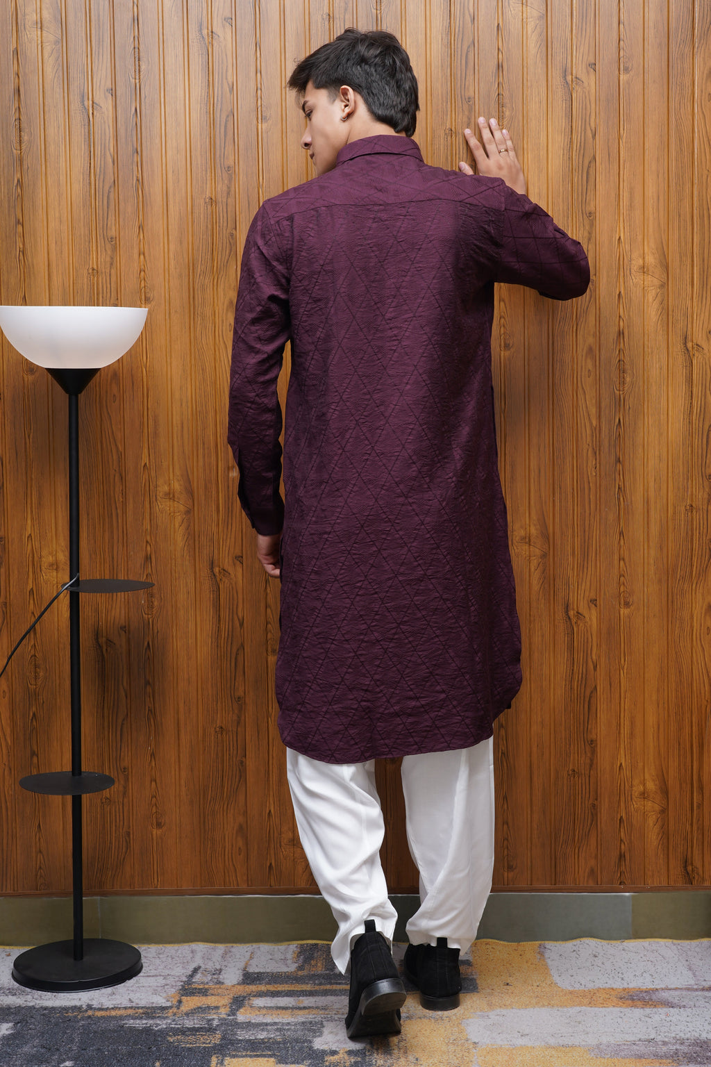 Bettino Men's Pathani Suit - Deep Plum