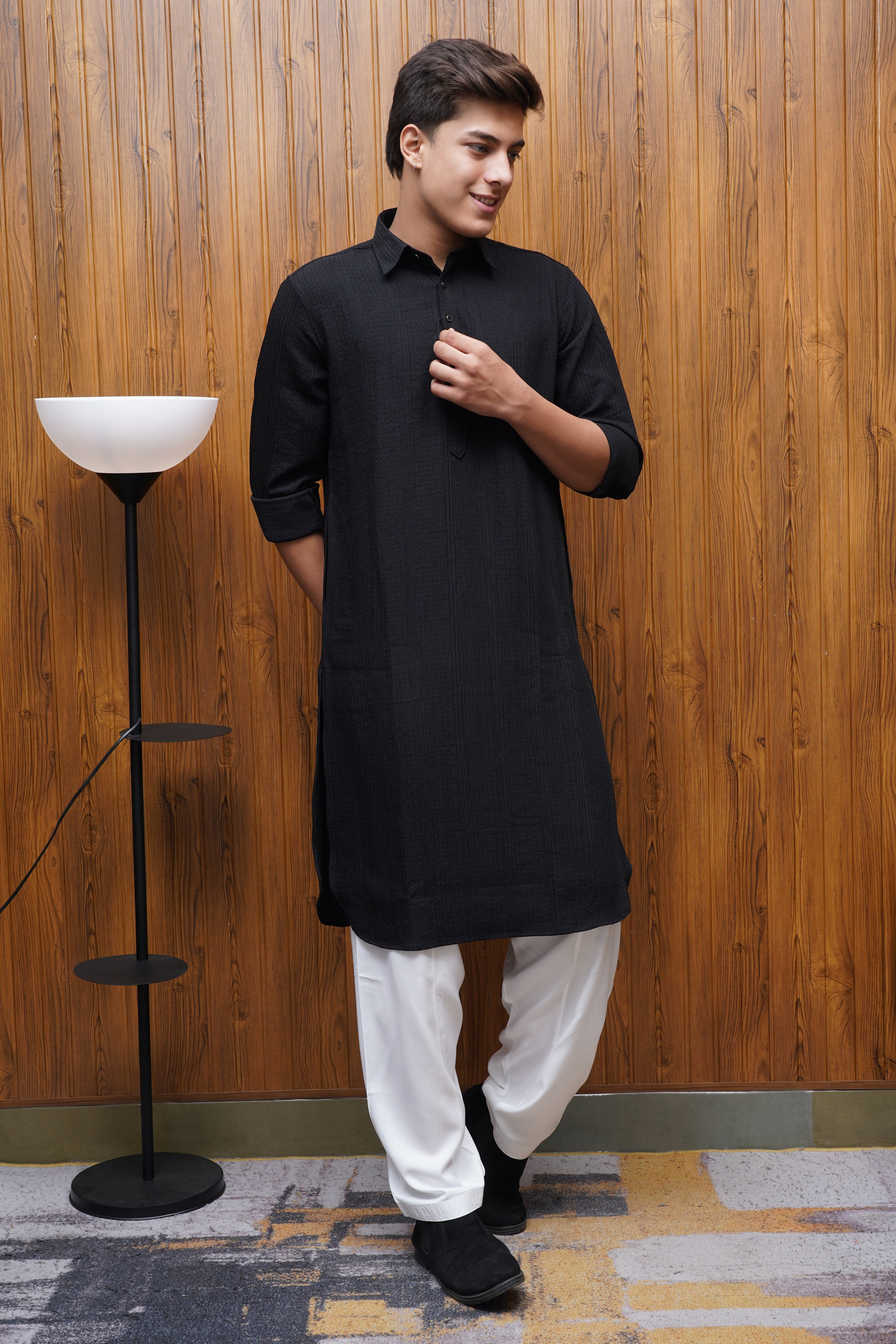 Bettino Men's Pathani Suit Black