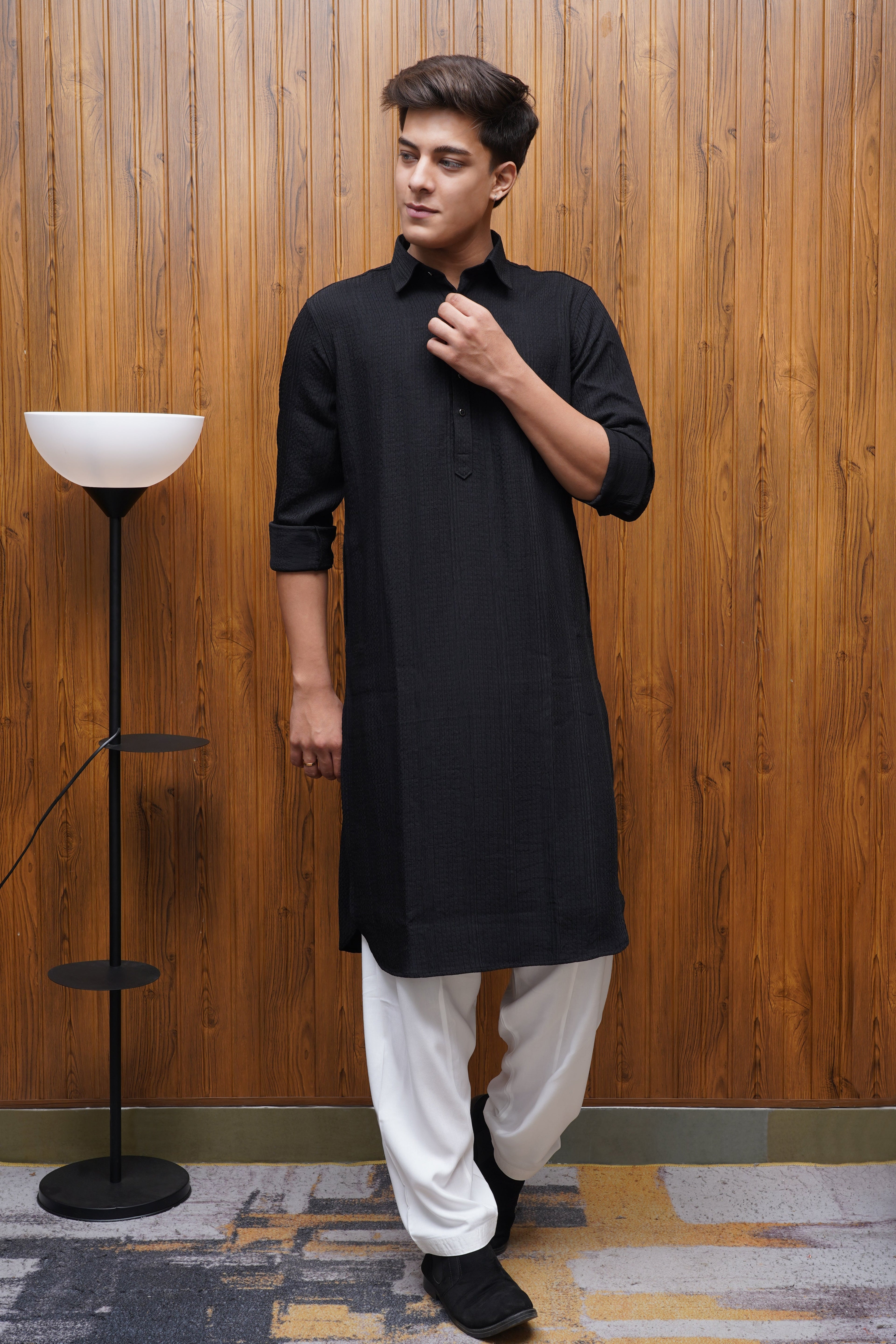 Bettino Men's Pathani Suit Black