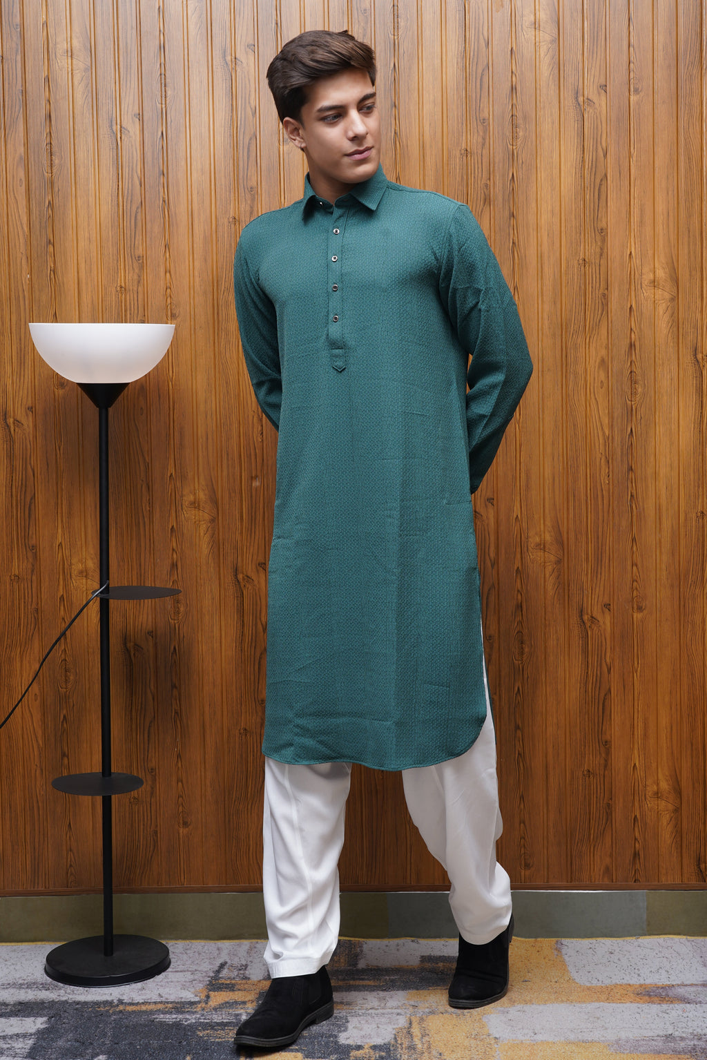 Bettino Men's Pathani Suit Deep Teal