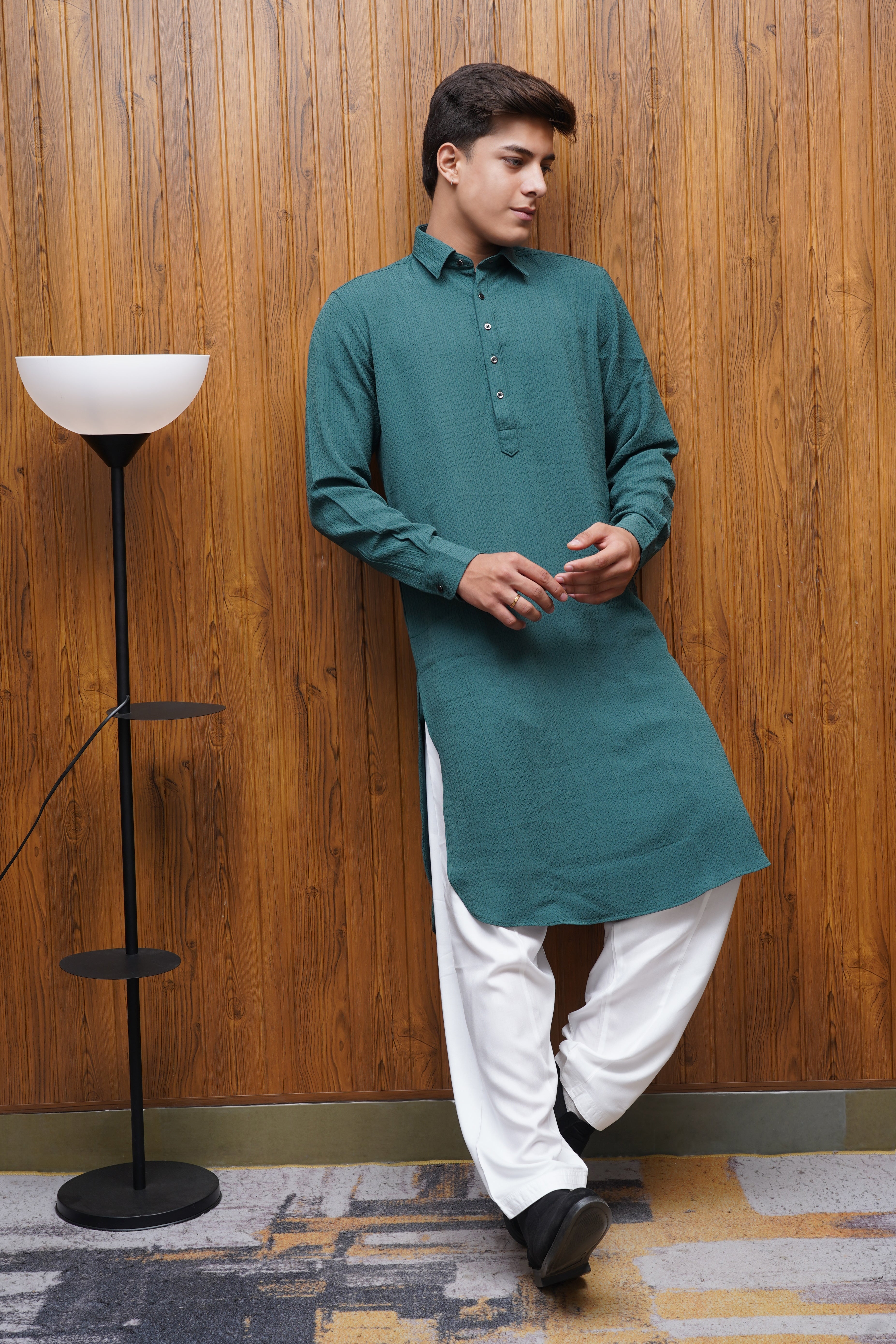 Bettino Men's Pathani Suit Deep Teal