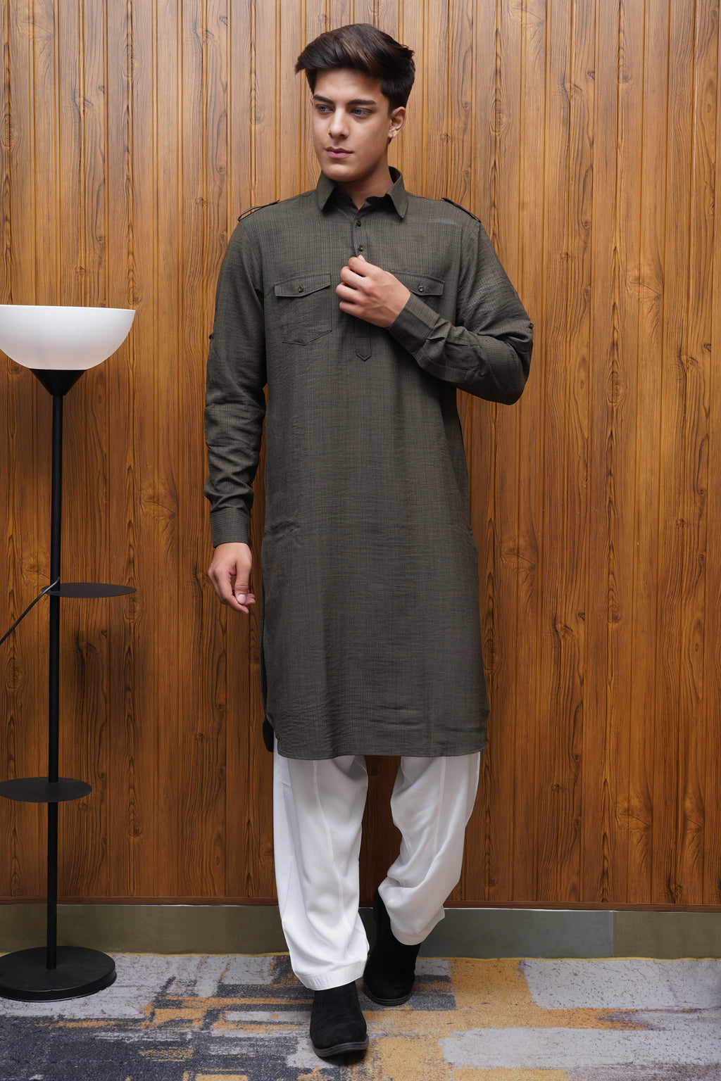 Bettino Men's Pathani Suit - Dark Khaki