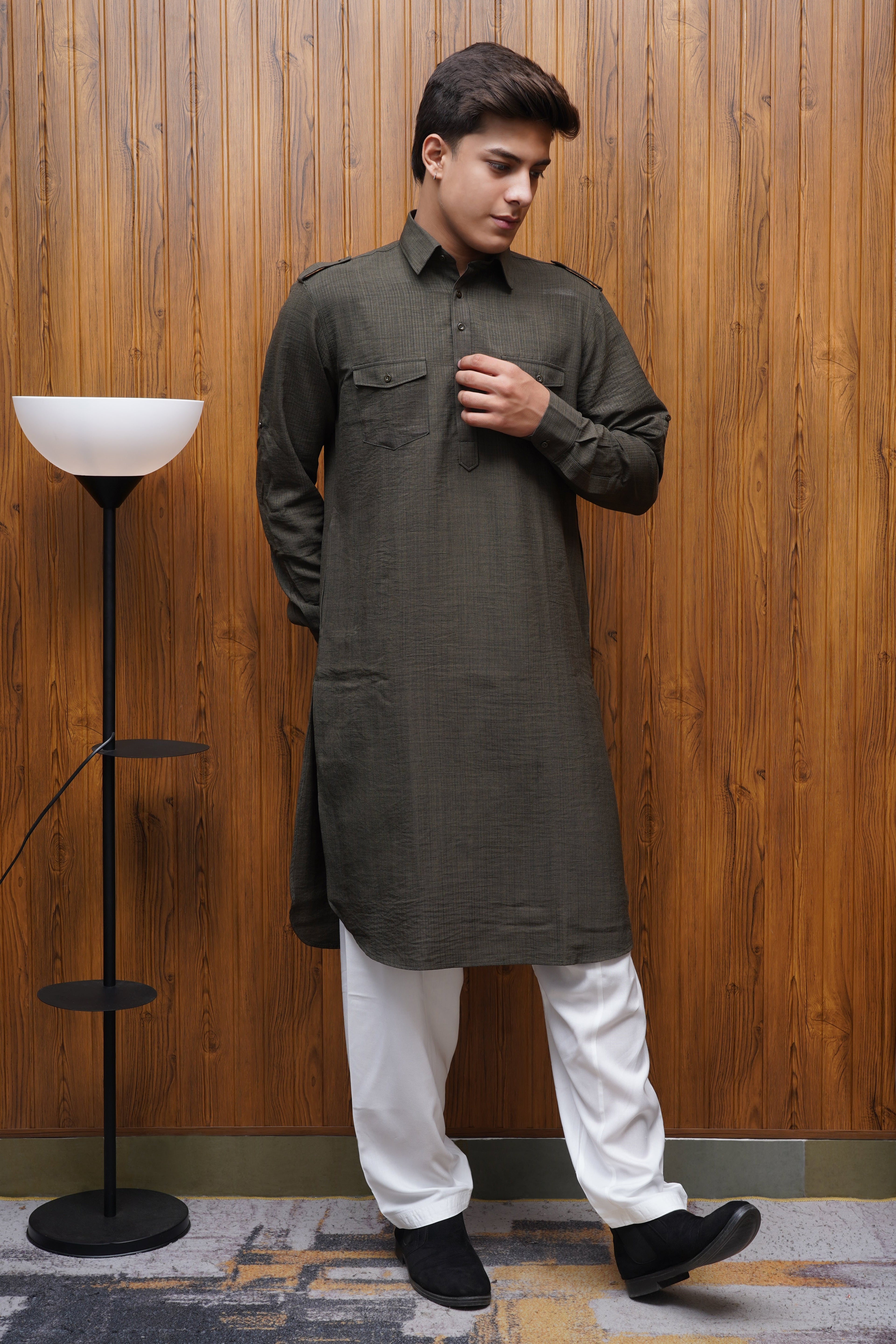 Bettino Men's Pathani Suit - Dark Khaki