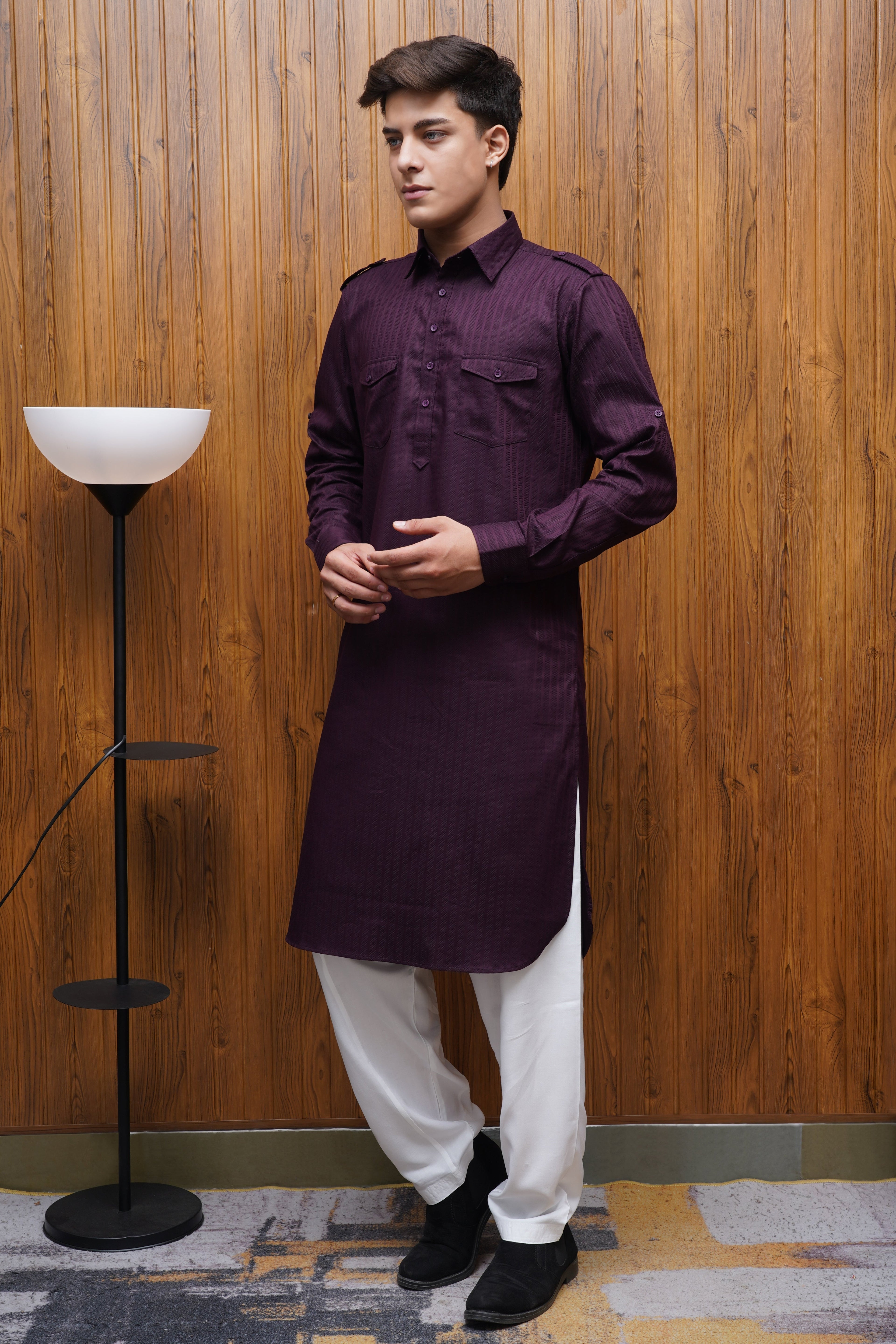 Bettino Men's Pathani Suit - Deep Maroon