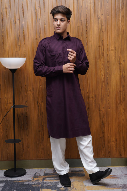 Bettino Men's Pathani Suit - Deep Maroon