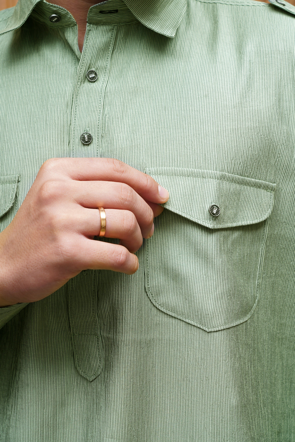 Bettino Men's Pathani Suit With Salwar Sage Green