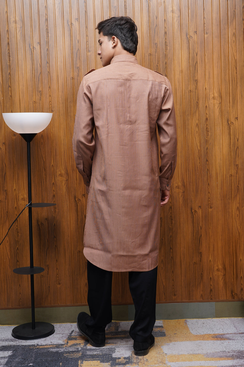 Bettino Men's Pathani Suit With Salwar Warm Copper