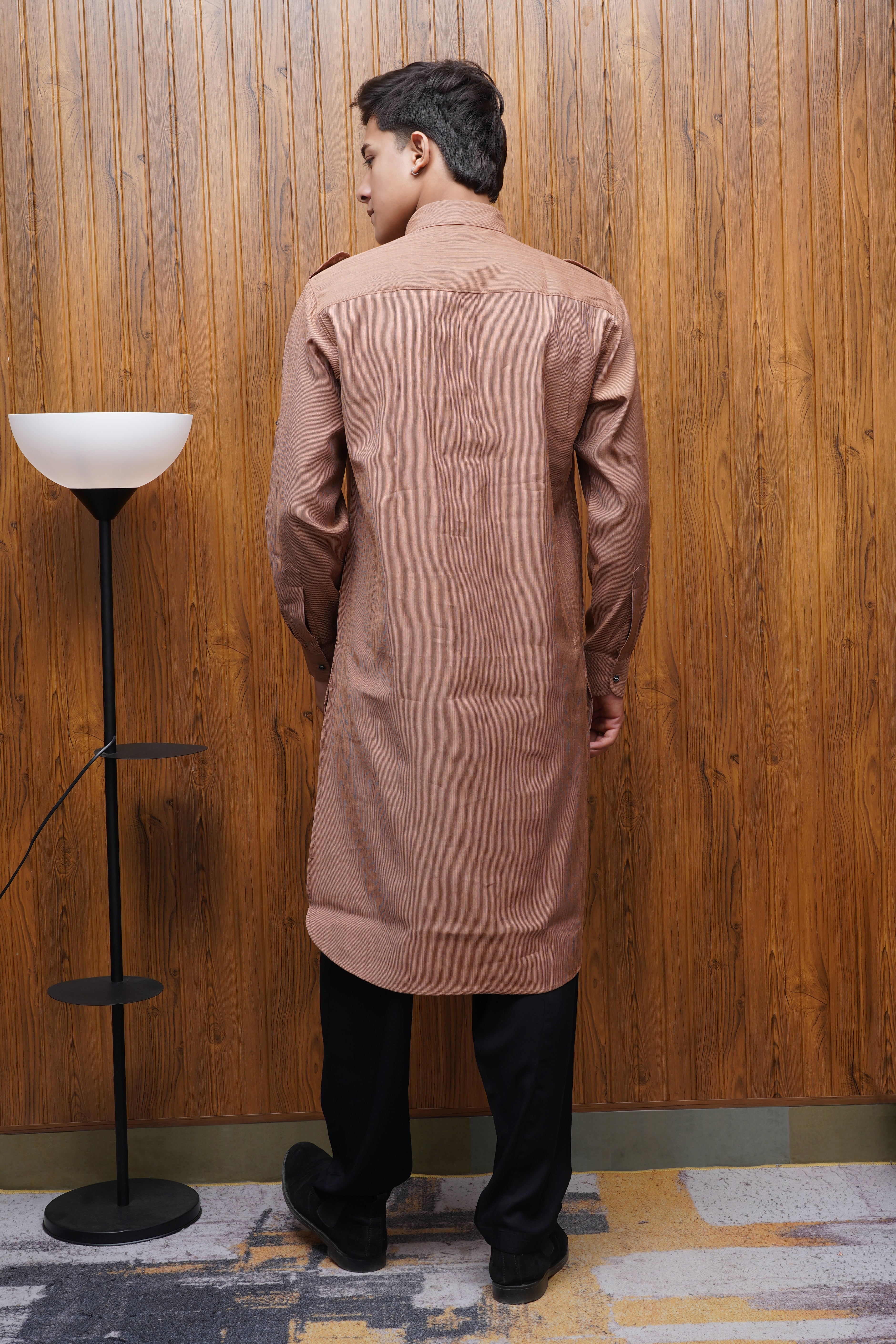 Bettino Men's Pathani Suit With Salwar Warm Copper